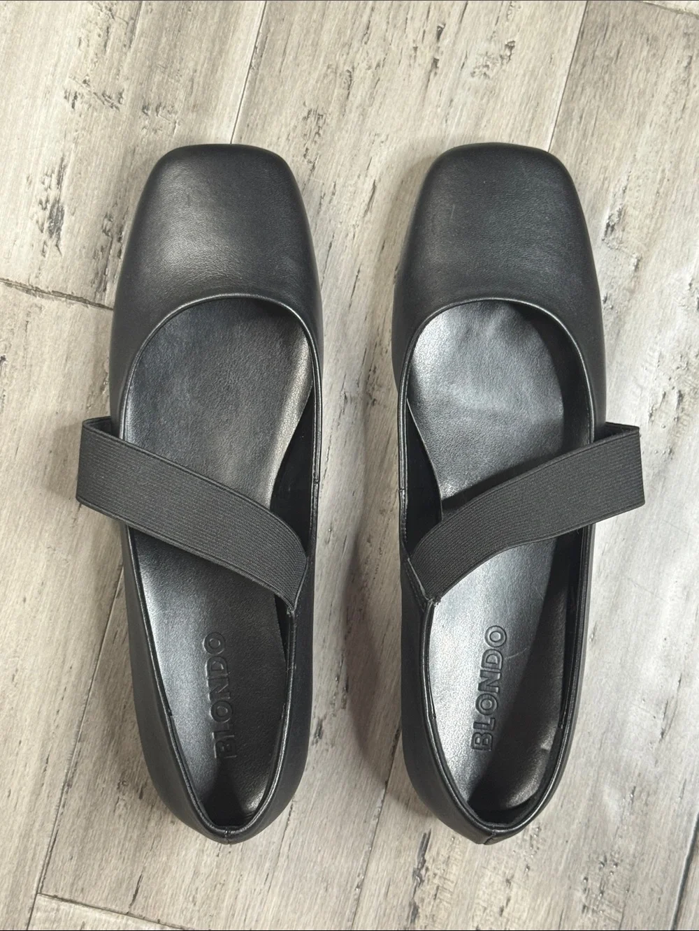 BLONDO BRIELLE BLACK LEATHER WATERPROOF SQUARE TOE BALLET FLATS SIZE 9